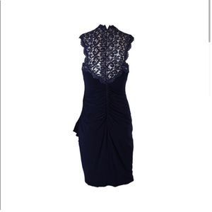 Xscape lace-back cocktail dress in dark grey size 12